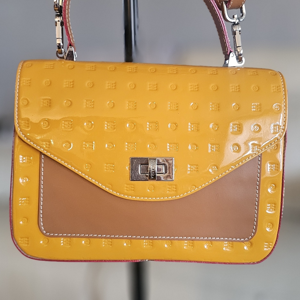 Arcadia Yellow/ Mustard and Tan Satchel